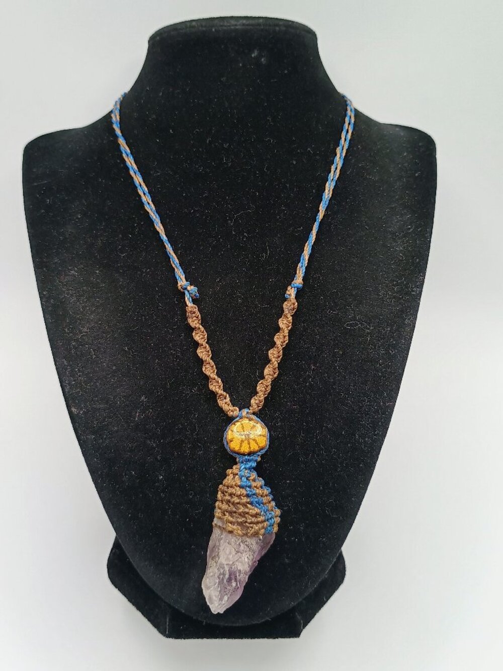 Amazonian Amulet Necklace Amethyst Flower Ayahuasca Macrame
